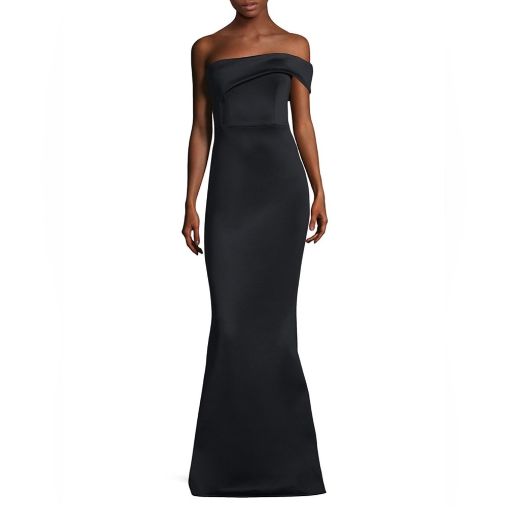 Black Halo One Shoulder Scuba Gown 0 - Picture 1 of 3